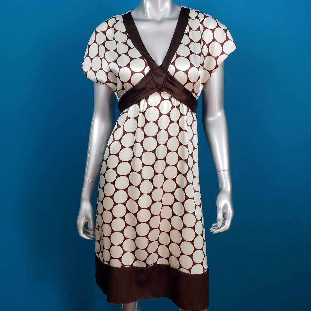 🟤 BCX Satin Polka Dot Mini Dress w/ Bow